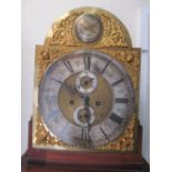 A mahogany Grandfather clock silvered chapter ring, eight day striking movement