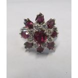 A ruby and diamond ring marked 18k 7.2g