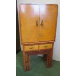 An art deco cabinet, replacement handles and nest tables under some (a/f)