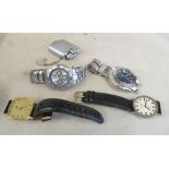 A Longines watch, Sekonda watch, two watches and lighter