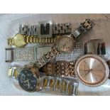 Six various watches: two Michael Kors watches, two Rotary ladies watches, Gucci ladies watch and a