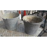 Two galvanised buckets