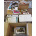 Four boxes of boxed models mainly military including tanks