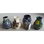 Four small modern Moorcroft vases