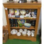 An oak open bookshelf