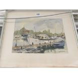 Wesson watercolour moored boats