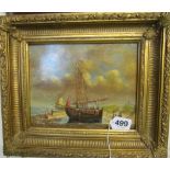 Two small oils Marine scenes in gilt frames