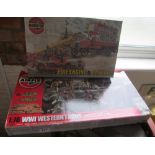 An Airfix Dennis Fire Engine, World War One Western Front diarama base with just two sets of