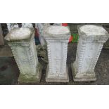 Three square stoneware plinths