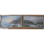A pair of oils seascapes, framed