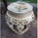 A white lacquer oriental table/stool