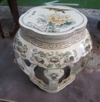 A white lacquer oriental table/stool