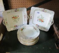 A Fenton set of eleven plates and two dishes floral pattern