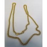 A gold coloured necklace marked 750. 15.4g