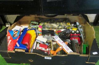 Various cars, aeroplanes and other toys (mostly boxed) and some cameras