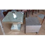 A mirrored table and table