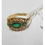 An 18ct gold green garnet dublet and diamond ring 3g