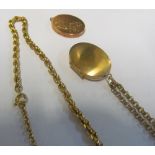 A 9ct gold locket 3.8g on a chain and another chain extended and a locket