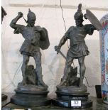A pair of Victorian Spelter figures gladiators