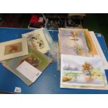 Dorothy Taylor unframed pictures and an easel