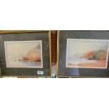 A pair of watercolours cliff views signed H Bollond Hulke framed and glazed