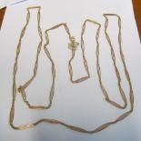 An 9ct gold necklace 31.8g including silver safety chain