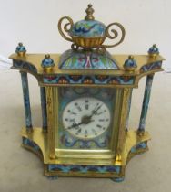 A modern battery operated gilt and cloisonné clock with portraits of ladies