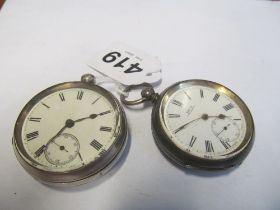 Two silver watches with seconds dial