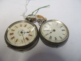 Two ladies silver watches engraved backs