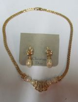 A Christian Dior necklace and pair earrings