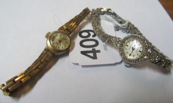 A Rotary marcasite cocktail watch and another ladies