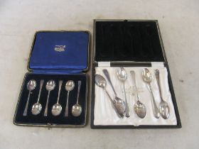 Two sets of silver spoons (i.c)