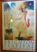 A 1987 Brighton Festival poster published by King Posters, framed
