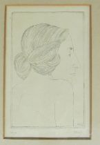 Eric Gill limited print en verso portrait of lady Edith Sitwell 38/50, signed in pencil EricG and