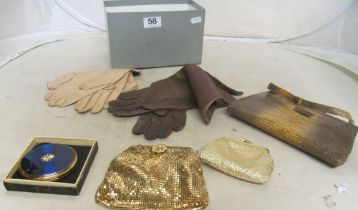 A Stratton compact, gloves and evening bags