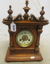 A Victorian oak cased architectural mantel clock