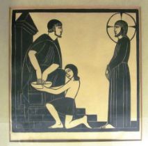 Eric Gill limited print religious subject Jesus condemned to death 20/60, signed EricG