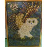 A needlework of an owl