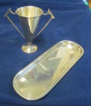 A Charles Boyton vase 1948 2.8oz and silver tray 4.8oz