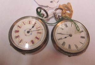 Two ladies silver watches engraved backs