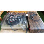 A pair Wharfedale XP2 speakers, AKAI stereo receiver and AKAI turntable