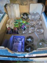 Various laser cut glass balls and other items