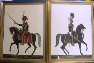 A pair of coloured silhouette prints The Earl of Cardigan and Captain Morris