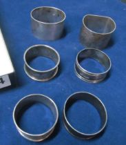 Six silver napkin rings