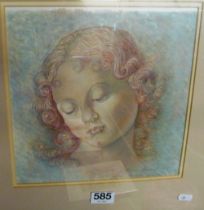 A modern oil copy of Angel's Head after Andrea Vernocchio, signed and dated 1995