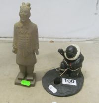 An Inuit fishing and a terracotta warrior