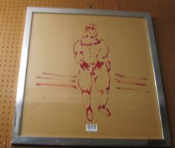 Bionchi? glass double sides artwork of figure in red chrome frame