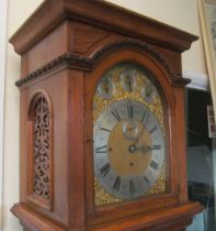 An oak Longcase clock John Bowden 79a Mark Lane, London chiming and striking movement