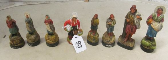 Eight French pottery figures