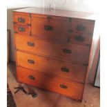 A 19th Century mahogany secretaire military chest, deep secretaire drawer, four small drawers and